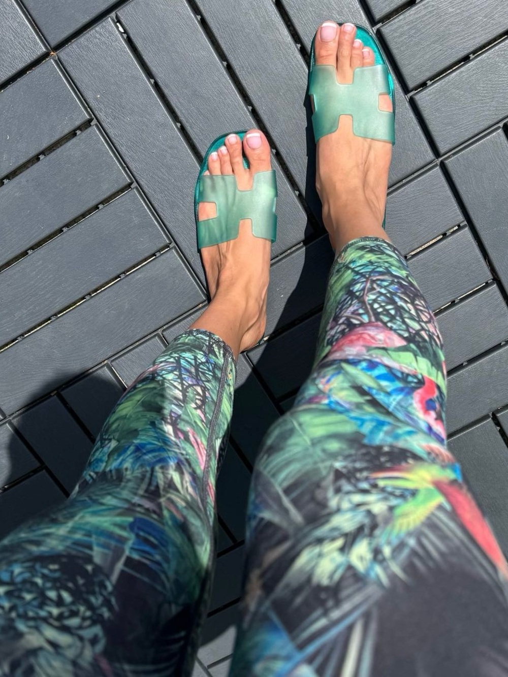 Women’s Green Jelly Slides Sandals